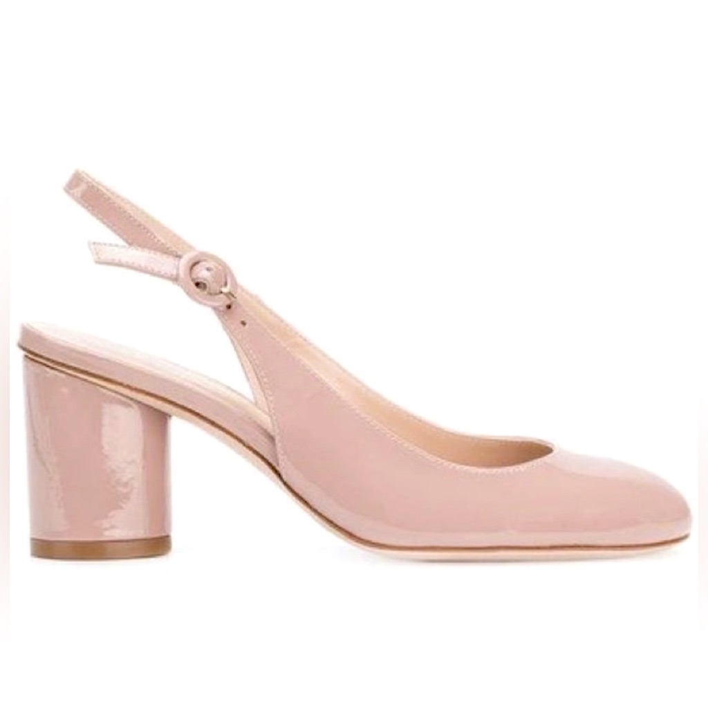 Stuart Weitzman Coretta Slingback Heels Mauve Taupe Gloss, Size 8